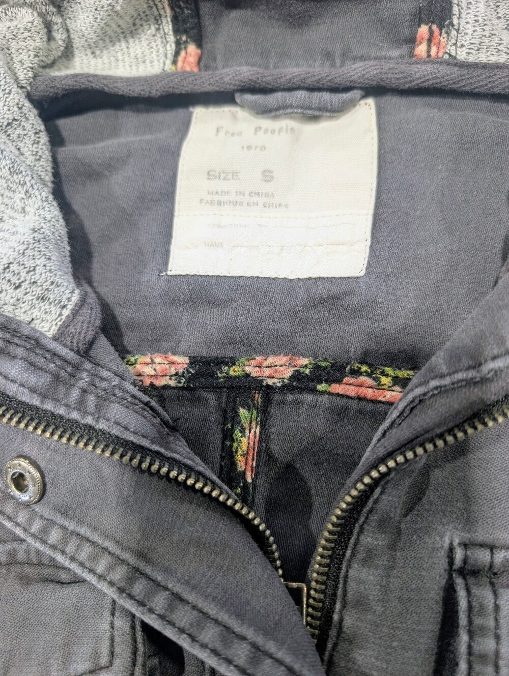 Free People Utility Hooded Jacket - Charcoal Gray - Picture 2 of 6